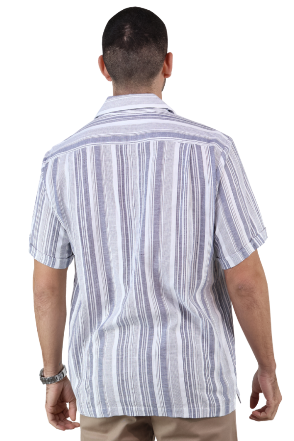 Camisa Manga Corta Textrua Estampada Color Gris De Algodón Para Hombre